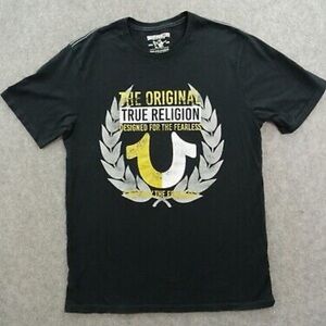 True Religion Black and Yellow Short Sleeve Tee